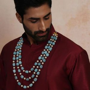 Men BLUE &AMP;AMP; PEARL NECKPIECE