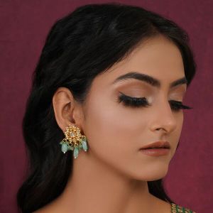 Women MINT STONE KUNDAN EARRINGS