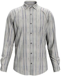 Dorrcee Mens Cloudy Grey Brushstroke Printed Full Sleeve Shirt