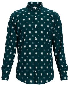 Dorrcee Mens Green Mono Whisper Cotton Printed Shirt