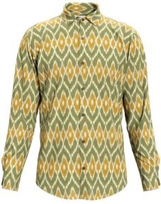 Dorrcee Mens Yellow Majestic Thread Cotton Printed Full Sleeve Shirt