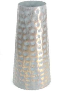 Polished Iron Matte Golden Hammered Flower Vase, Shape : Conical