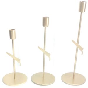 Set of 3 Pcs Golden Iron Candle Holder Stand