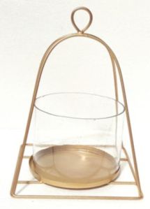 Single Glass Candle Holder with Iron Stand