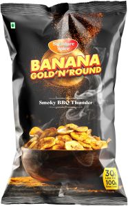 Signature Spice BBQ Flavour Banana Chips, Color : Brown