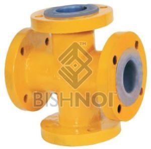 Metal & Plastic Lined Equal Pipe Cross, Color : Yellow