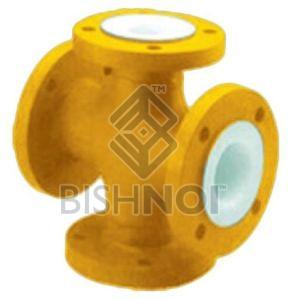 Metal & Plastic Lined Unequal Pipe Cross, Color : Yellow