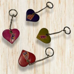 Printed Polished Leather Key Chain Ring, Color : Multicolor