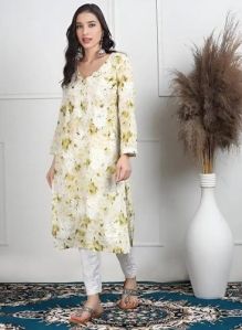 Atiya Mulmul Henna Floral Print Kurti S to XL Party Wear