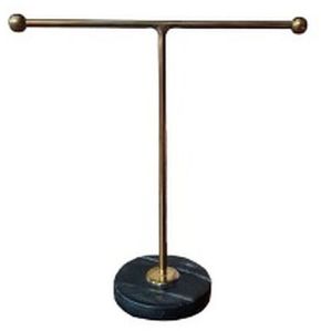 Brass and Marble Jewellery Stand, Color : Golden, Black Modern