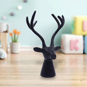 Table Top Wooden Deer Head Showpiece, Color : Black