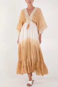 V-NECK Cotton Boho Dress, Color : Multicolor