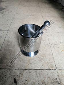 Stainless Steel SS Mortar With Pestle, For Kitchen Utensils, Color : Metallic