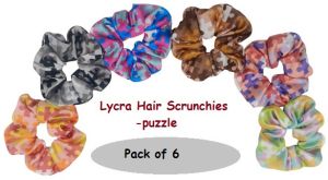 Lycra Hair Scrunchies for Girls and Women -Puzzle Design