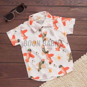 Boon Babies Boys Airplane Print Viscose Shirt, Color : Multicolor