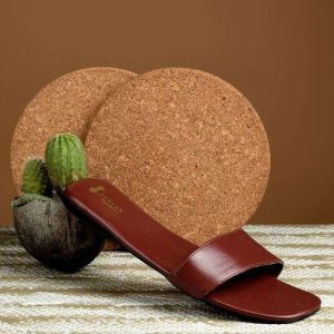 Ladies Maroon One Toe Flat Sandal