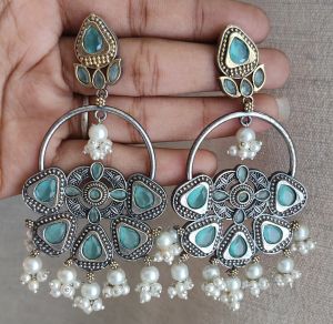 German Silver Stone Earrings