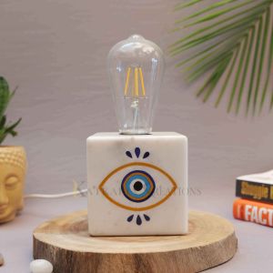 Katkaria Creations Polished LED Evil Eye Marble Table Lamp