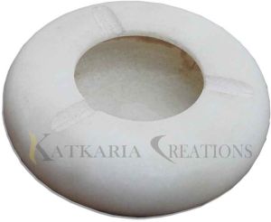 Katkaria Creations Polished Round Marble Ashtray, Color : White