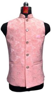 Shining Pink Partywear Waistcoat Jacket