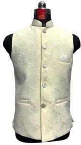 Shining white Partywear Waistcoat Jacket