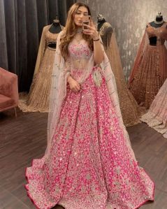 Rani Pink Sequence Embroidery Party Wear Women Lehenga Choli