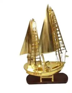 Aluminum Sailing Ship Showpiece | Gold | 25 Inches