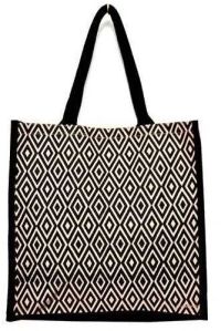 Juco Shopping Bag, Color : Off White Black H36 X W30 X G12cm