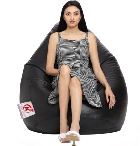 Black Coaster Shine Teardrop Bean Bag Cover Without Beans -3XL