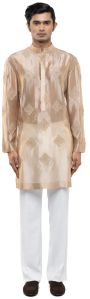 Mens Beige Organza Translucent Kurta Set