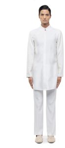 Mens Ivory Silk Deconstructed Kurta Set