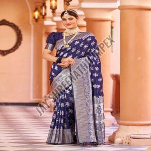 Ladies  Party Wear Blue Silk Saree