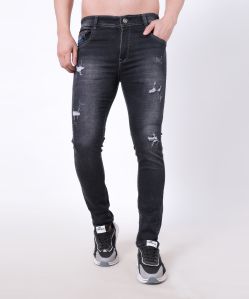 White Apple Jns Men Slim Mid Rise Black Jeans