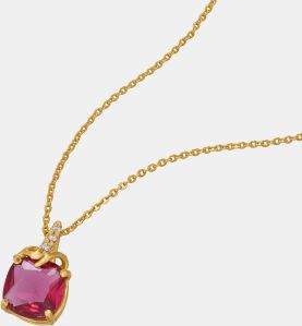 Ladies Sapphire Gold Plated Pendant With Chain