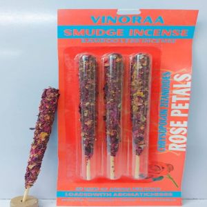 Vinora Rose Petals Long Smudge Incense Sticks, Color : Red