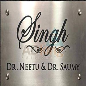 Polished Stainless Steel Name Plate, Color : Grey Customized