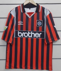 Polyester Man City 1994 Retro Oversized Jersey, Color : Red Black