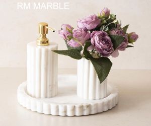 White Marble Manual Soap Dispenser