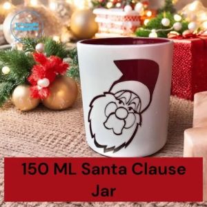 Santa Claus Face Designer Glass Jar For Candle Making