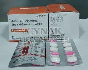 Cynmet G1 Glimepiride Metformin SR Tablets, Packaging Type : Box