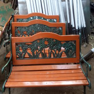 Wood Polished Cast Iron Garden Bench Contemporary Standard for Park