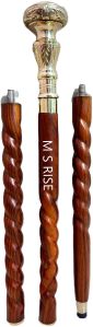 Brass Handle Wooden Walking Stick Multi for Gifting