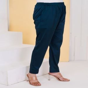 Ladies Teal Blue Satin Silk Pant