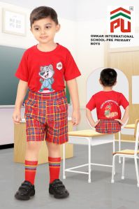 Boys Omkar International Red School Uniform