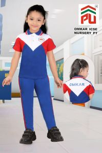 Cotton Girls Omkar Icse Nursery School Uniform, Color : Multi Color