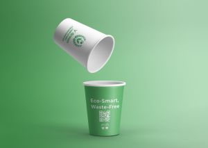 green white bio compostable paper cup