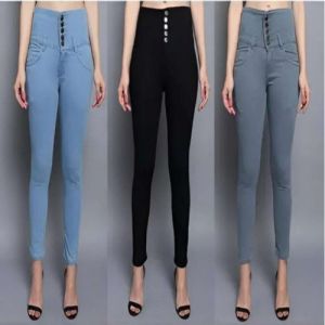 Ladies 5 Button Lycra Narrow Fit Jeans
