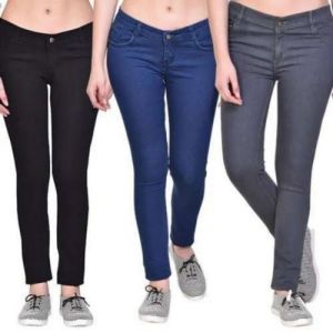 Ladies 1 Button Lycra Narrow Fit Jeans