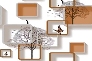 Ohg Brown 3D Square Hl Wall Tiles