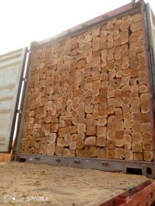 Semi Clean Cut Teak Wood Square Log